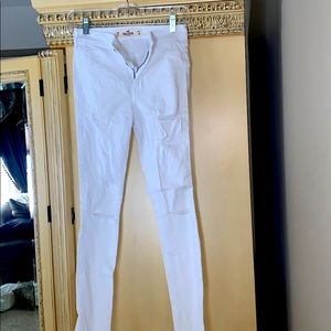 Hollister white jeans with holes